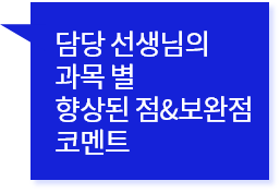 담당 선생님의과목 별향상된 점&보완점코멘트