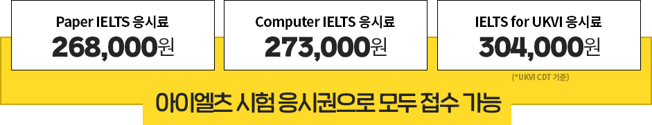 paper IETLS / Computer IELTS / IELTS for UKVI 모두 접수 가능